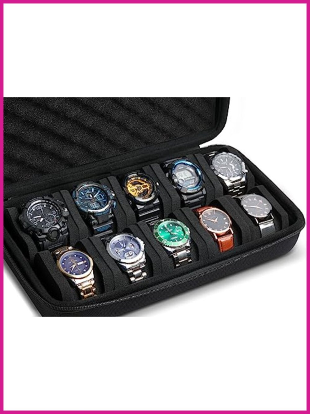 10 Slot Watch Travel Case Hard Storage Organizer Soft Foam Inserts